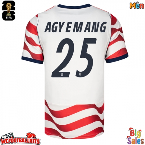 United States Patrick Agyemang #25 Replica Home Stadium Shirt World Cup 2026 Short Sleeve